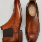 Men's Brogue Leather Chelsea Boots Wingtip Slip-On Dress Ankle Boots