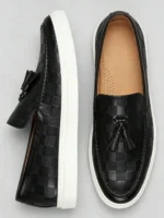Men's Checkered Tassel Slip-On Casual Loafer Dress Shoes