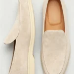 Men's Suede Slip-On Loafers with Piped Trim Lightweight Casual Dress Shoes