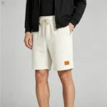Vintage Embroidered Leather-Patch Corduroy Drawstring Shorts