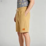 Vintage Embroidered Leather-Patch Corduroy Drawstring Shorts - Image 11