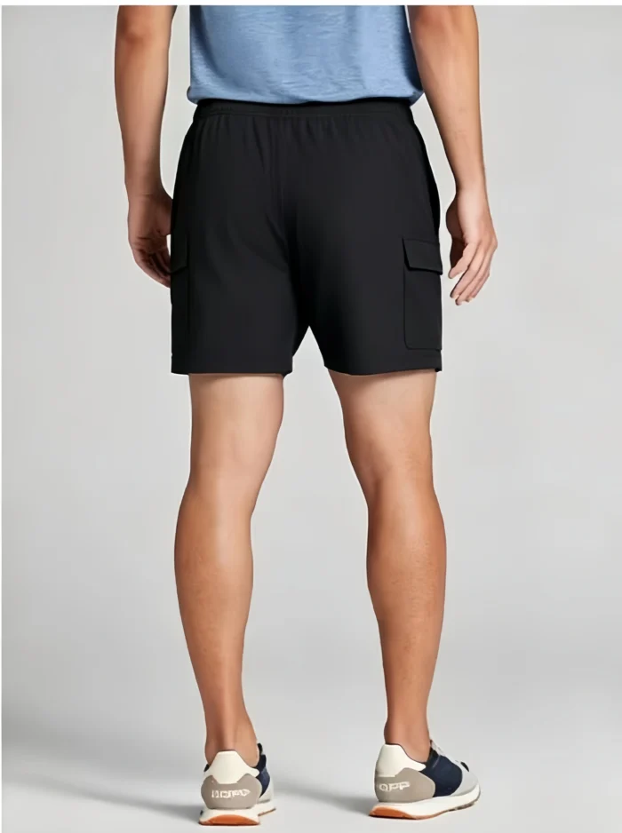 Men's Drawstring Elastic Waist Multi Cargo Pocket Knee Length Summer Casual Shorts - Image 3