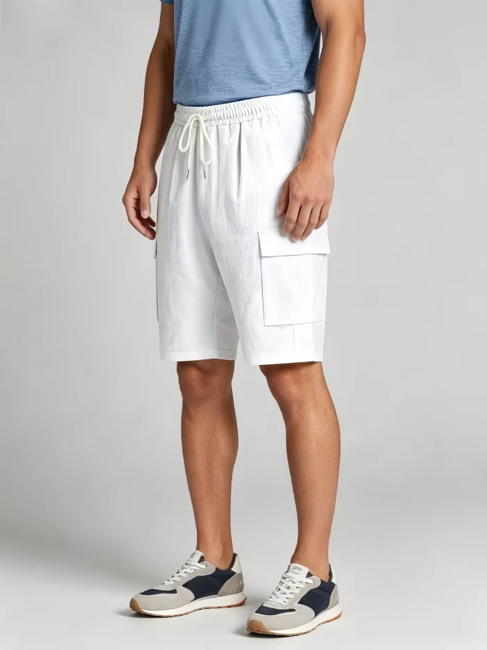 Men's Drawstring Elastic Waist Multi Cargo Pocket Knee Length Summer Casual Shorts - Image 4