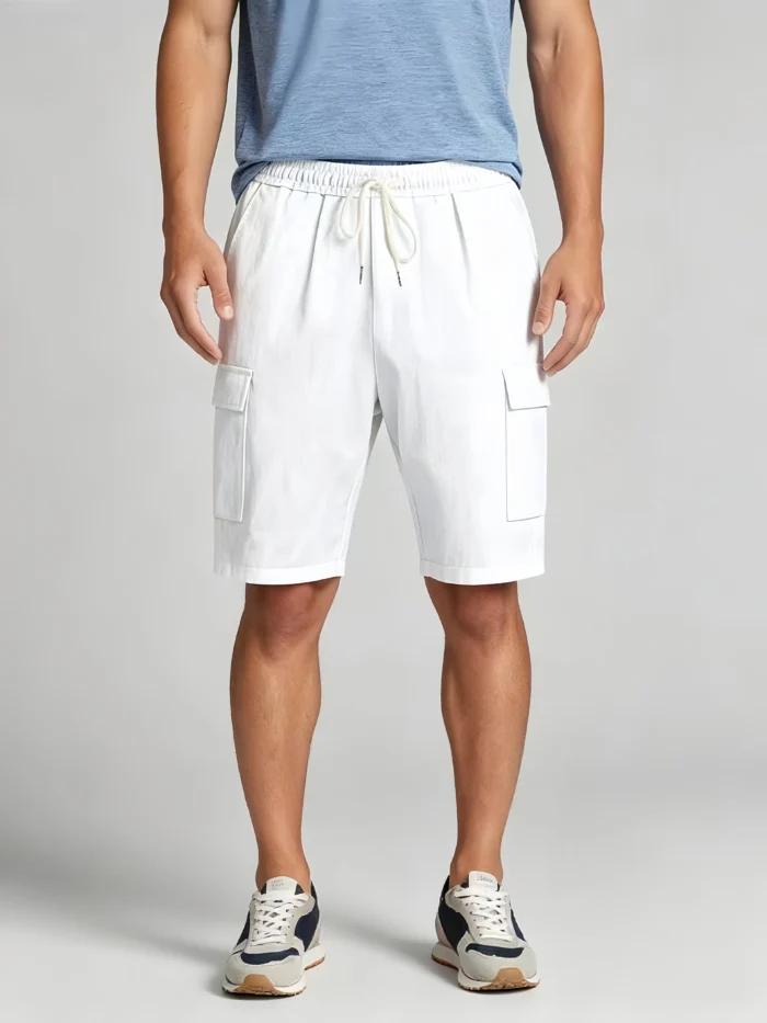 Men's Drawstring Elastic Waist Multi Cargo Pocket Knee Length Summer Casual Shorts - Image 5