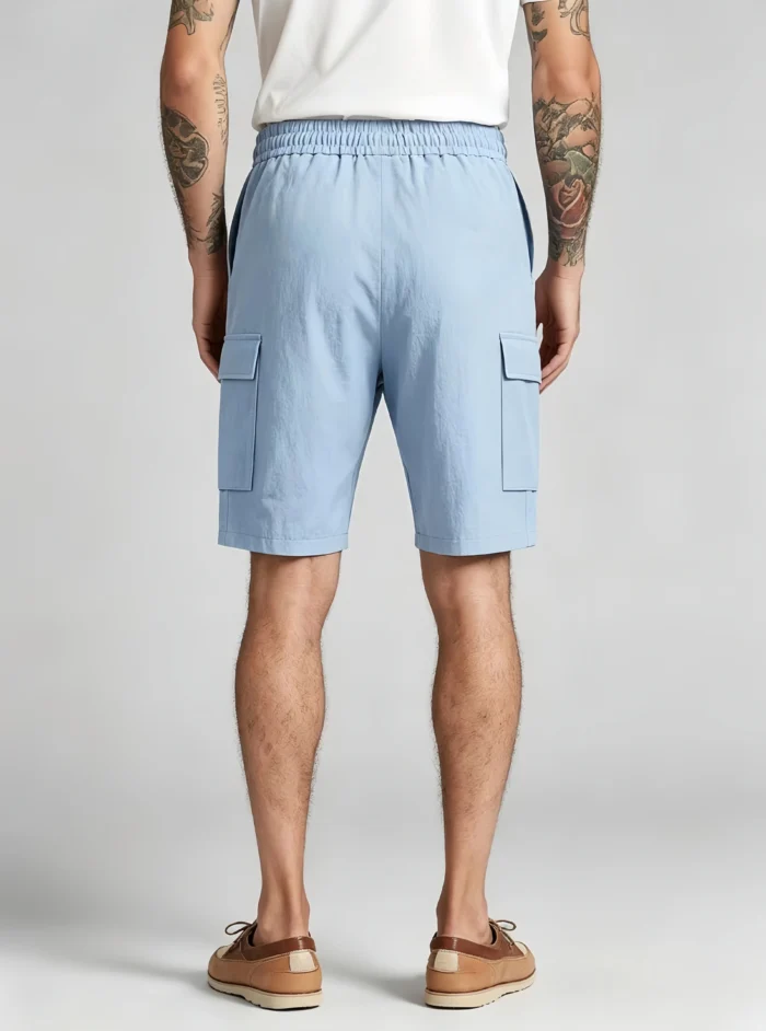 Men's Drawstring Elastic Waist Multi Cargo Pocket Knee Length Summer Casual Shorts - Image 9