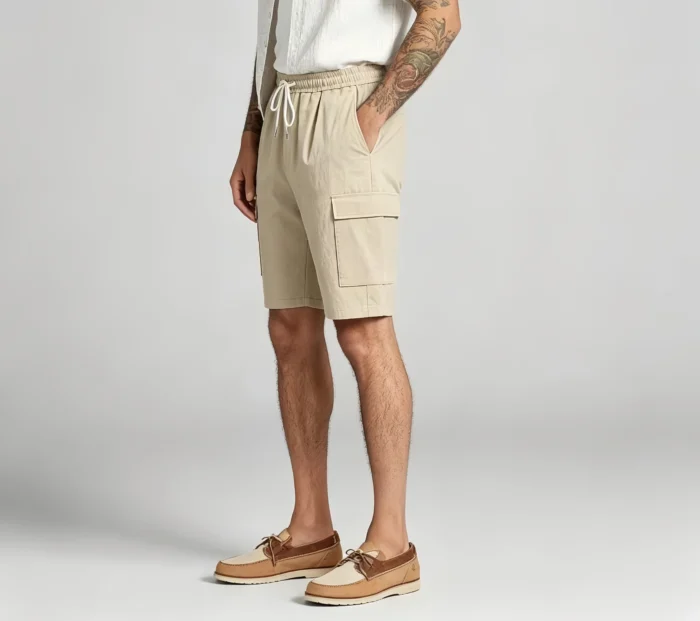 Men's Drawstring Elastic Waist Multi Cargo Pocket Knee Length Summer Casual Shorts - Image 11