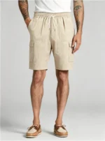 Men's Drawstring Elastic Waist Multi Cargo Pocket Knee Length Summer Casual Shorts - Image 12
