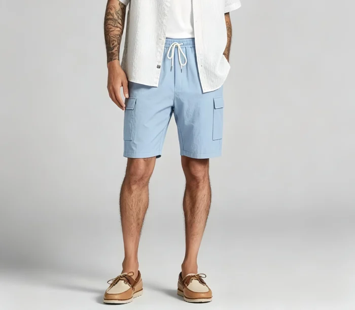 Men's Drawstring Elastic Waist Multi Cargo Pocket Knee Length Summer Casual Shorts - Image 14