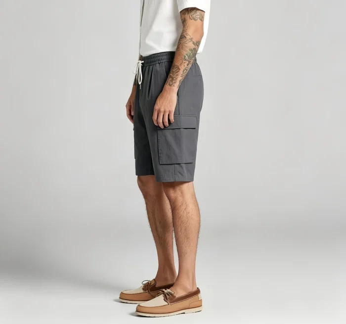 Men's Drawstring Elastic Waist Multi Cargo Pocket Knee Length Summer Casual Shorts - Image 15