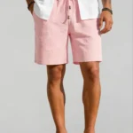 Men's Drawstring Elastic Waist Linen Blend Knee Length Casual Vacation Shorts