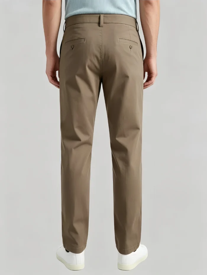 Men's Straight Fit Stretch Twill Chino Pants Business Casual Full Length Trousers - Image 3