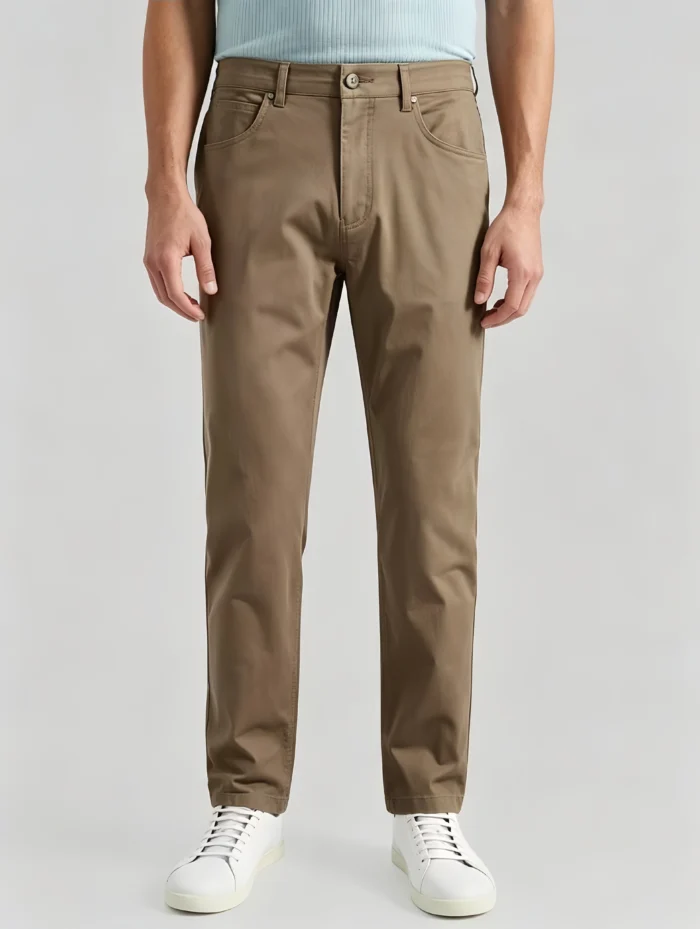 Men's Straight Fit Stretch Twill Chino Pants Business Casual Full Length Trousers - Image 5