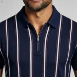 Modern Fit Striped Zip Knit Polo - Image 2