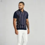 Modern Fit Striped Zip Knit Polo - Image 3