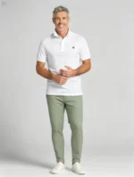 Delicate Crest Embroidery Lapel Polo, Slim Fit Casual Short Sleeve Top for Men - Image 10