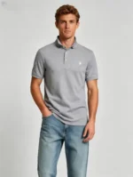 Delicate Crest Embroidery Lapel Polo, Slim Fit Casual Short Sleeve Top for Men - Image 18