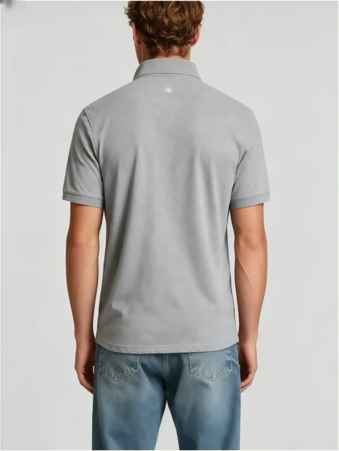 Delicate Crest Embroidery Lapel Polo, Slim Fit Casual Short Sleeve Top for Men - Image 21