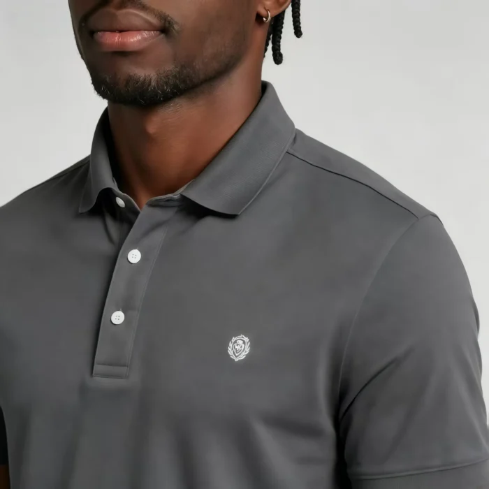 Delicate Crest Embroidery Lapel Polo, Slim Fit Casual Short Sleeve Top for Men - Image 23
