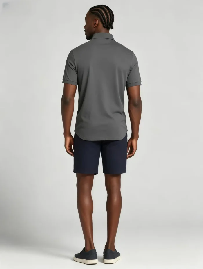 Delicate Crest Embroidery Lapel Polo, Slim Fit Casual Short Sleeve Top for Men - Image 25