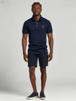 Delicate Crest Embroidery Lapel Polo, Slim Fit Casual Short Sleeve Top for Men - Image 26