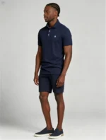 Delicate Crest Embroidery Lapel Polo, Slim Fit Casual Short Sleeve Top for Men - Image 28