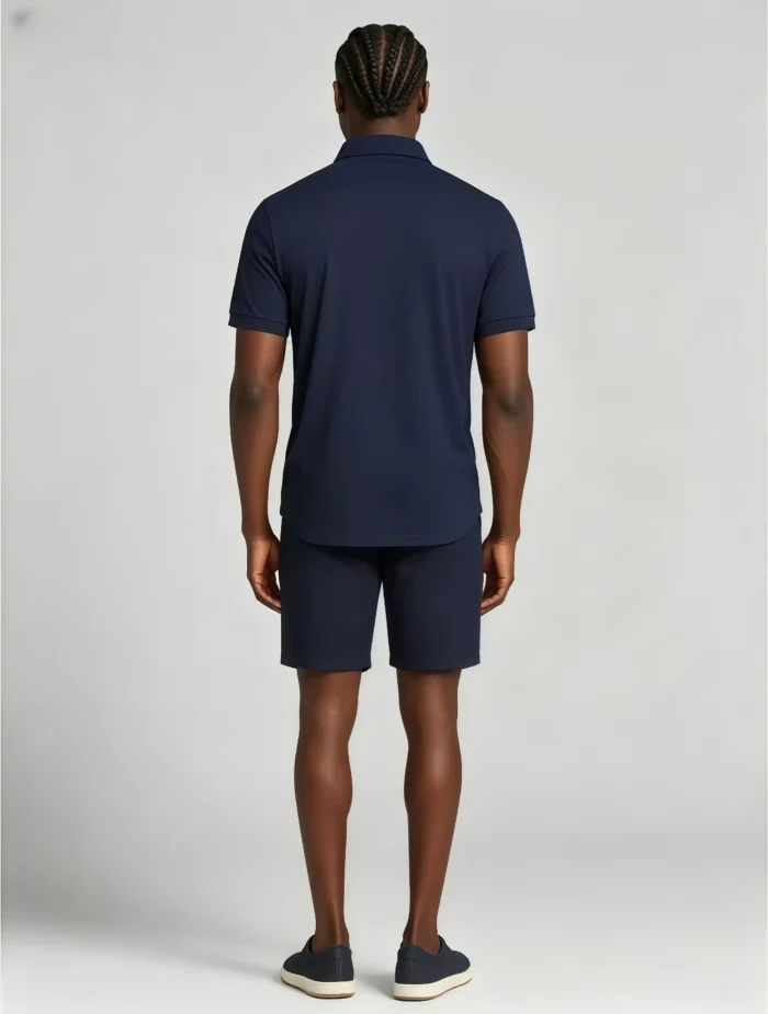 Delicate Crest Embroidery Lapel Polo, Slim Fit Casual Short Sleeve Top for Men - Image 29