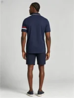 Striped Trim Zip Lapel Polo, Slim Fit Casual Short Sleeve Top for Men - Image 2