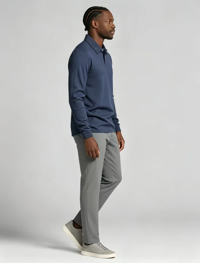 Collar Embroidery Long Sleeve Lapel Polo, Slim Fit Casual Long Sleeve Top for Men - Image 11