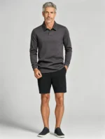 Collar Embroidery Long Sleeve Lapel Polo, Slim Fit Casual Long Sleeve Top for Men - Image 5