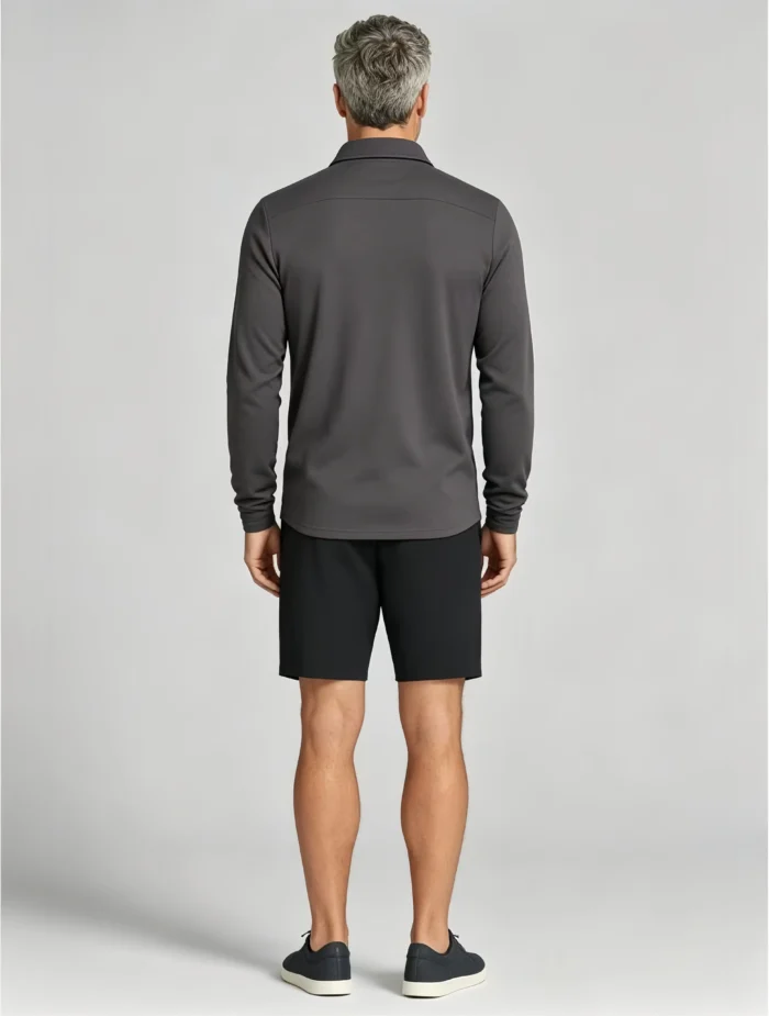 Collar Embroidery Long Sleeve Lapel Polo, Slim Fit Casual Long Sleeve Top for Men - Image 2