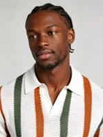 Men's Striped Mesh Notch Knit Polo - Image 3