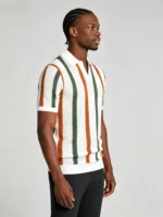 Men's Striped Mesh Notch Knit Polo