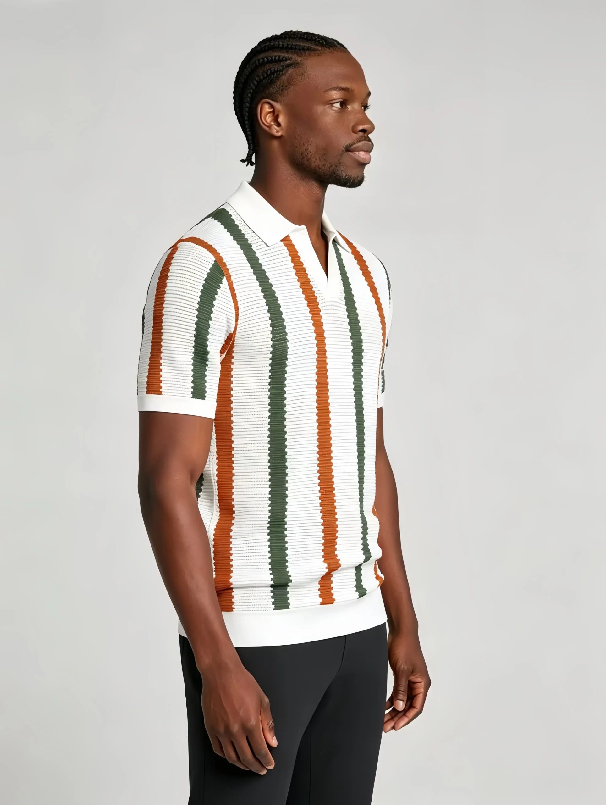 微信图片_20260609121248_416_4 Men's Striped Mesh Notch Knit Polo - Image 1