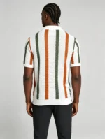 Men's Striped Mesh Notch Knit Polo - Image 4