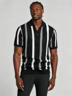 Men's Striped Mesh Notch Knit Polo - Image 17