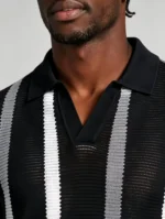 Men's Striped Mesh Notch Knit Polo - Image 16
