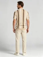 Men's Striped Mesh Notch Knit Polo - Image 10