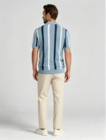 Men's Striped Mesh Notch Knit Polo - Image 6