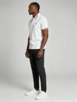 Men's Stretch Sweat Wicking Triple Stripe Trim Embroidered Polo Multi Occasion Travel Summer Top - Image 16