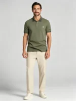 Men's Stretch Sweat Wicking Triple Stripe Trim Embroidered Polo Multi Occasion Travel Summer Top - Image 10