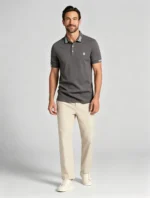 Men's Stretch Sweat Wicking Triple Stripe Trim Embroidered Polo Multi Occasion Travel Summer Top - Image 6