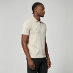 Men's Vertical Hollow Rib Two Button Short Sleeve Knit Polo Summer Business Casual Top - Image 4