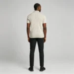 Men's Vertical Hollow Rib Two Button Short Sleeve Knit Polo Summer Business Casual Top - Image 5