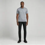 Men's Vertical Hollow Rib Two Button Short Sleeve Knit Polo Summer Business Casual Top - Image 29