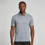 Men's Vertical Hollow Rib Two Button Short Sleeve Knit Polo Summer Business Casual Top - Image 28