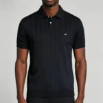 Men's Vertical Hollow Rib Two Button Short Sleeve Knit Polo Summer Business Casual Top - Image 24
