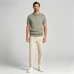Men's Vertical Hollow Rib Two Button Short Sleeve Knit Polo Summer Business Casual Top - Image 21