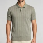 Men's Vertical Hollow Rib Two Button Short Sleeve Knit Polo Summer Business Casual Top - Image 20