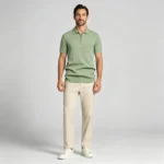 Men's Vertical Hollow Rib Two Button Short Sleeve Knit Polo Summer Business Casual Top - Image 17