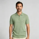 Men's Vertical Hollow Rib Two Button Short Sleeve Knit Polo Summer Business Casual Top - Image 16